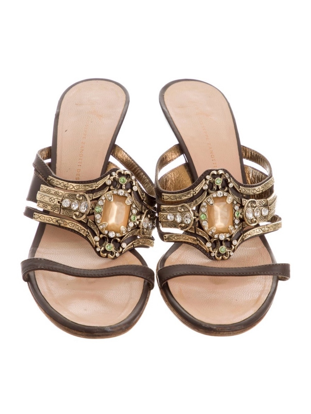 Giuseppe Zanotti Leather Embellished Sandals Size: 9 | IT 39 Runs 1/2 Size Small